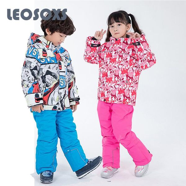 

skiing suits leosoxs children's ski suit 100-160cm warm coat winter windproof waterproof thickened baby cotton outdoor jackets