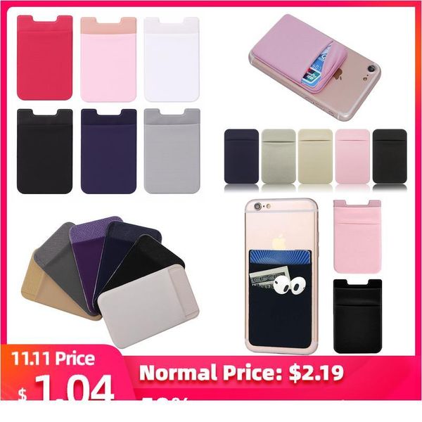 

double pocket elastic stretch lycra /sile cell phone id credit card holder sticker universal wallet case card ho bbypoo