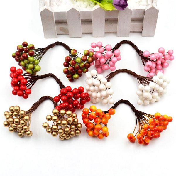 

25pcs lot double head stamen berry artificial flowers for needlework decor wedding party decor craft gift diy scrapbooking h jllixr