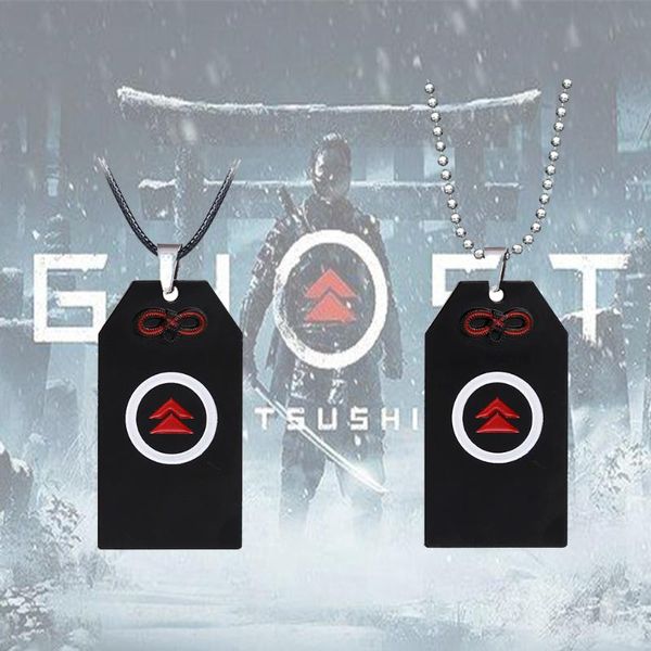 

game ghost of tsushima necklace sakai jin gomamori pendant leather chain choker man necklaces charm gifts jewelry collares, Silver