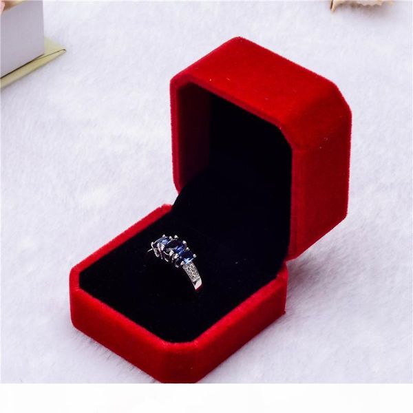 

new red square velvet jewelry boxes gift packaging for pendant necklaces rings bracelet bangle wedding engagement display case in bulk, Black;white