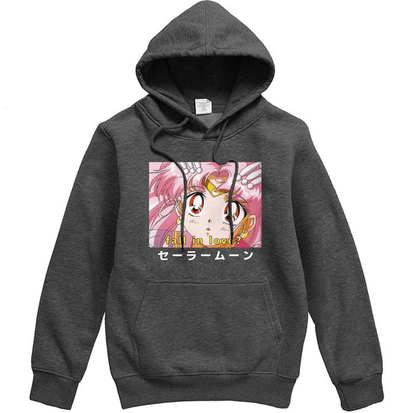 

2019 горячие продажи сейлор луна шаблон толстовки мужчины повседневная все-матч мужской флис пуловер осенняя зимняя уличная одежда couscsuit, Black