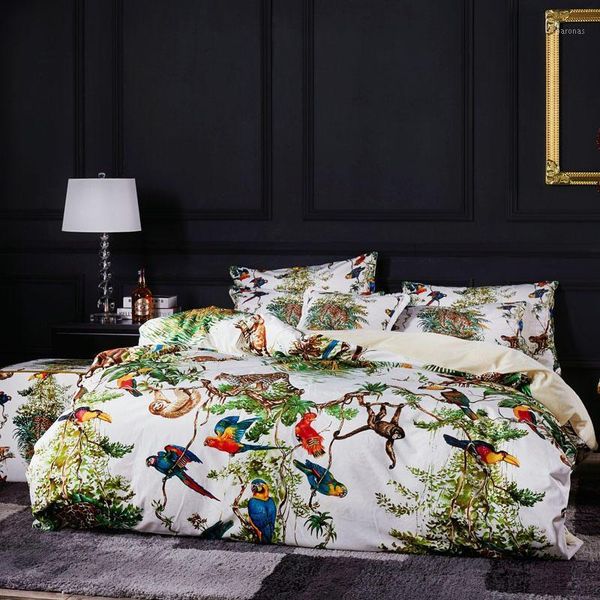 

bedding sets famvotar unique set tropical jungle wild animals pattern embroidery duvet cover bed flat sheet king queen1