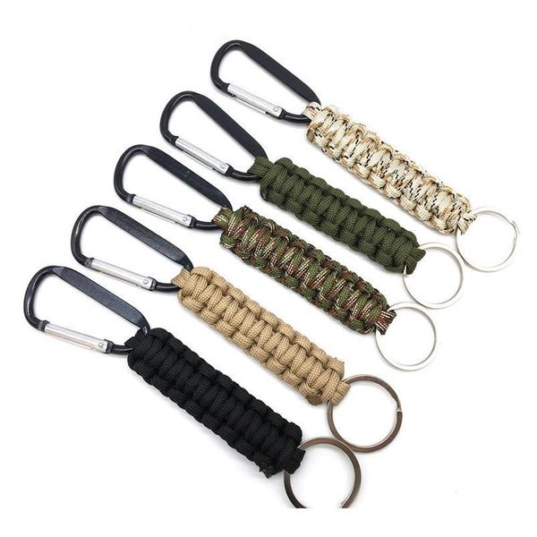 

outdoor keychain ring camping carabiner military paracord cord rope camping survival kit emergency knot bottle opener k jllpmy