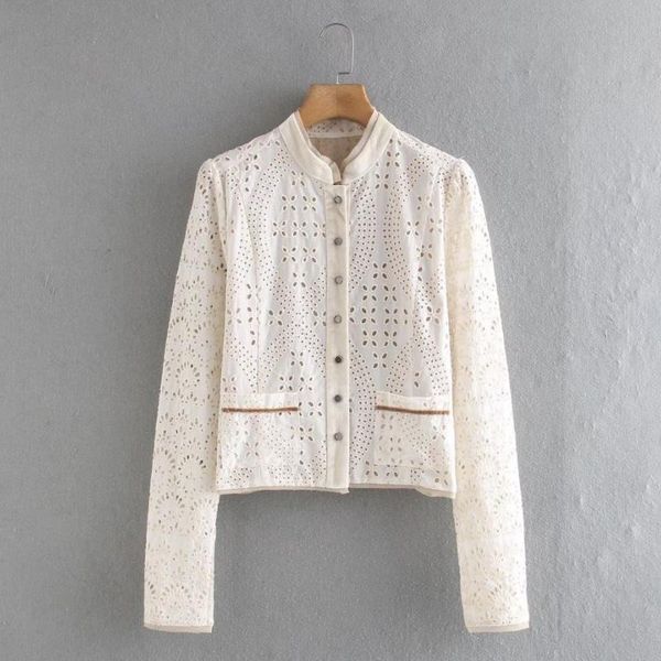 

women hollow embroidery patch pocket coat 2020 new female long sleeve outerwear casual lady loose c962, Black;brown