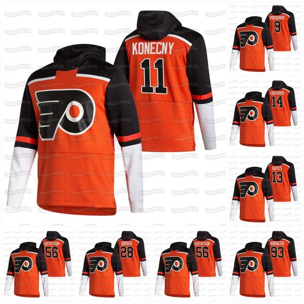 

carter hart philadelphia flyers 2021 reverse retro claude giroux kevin hayes couturier jakub voracek gostisbehere lindblom hoodie jersey, Black;red