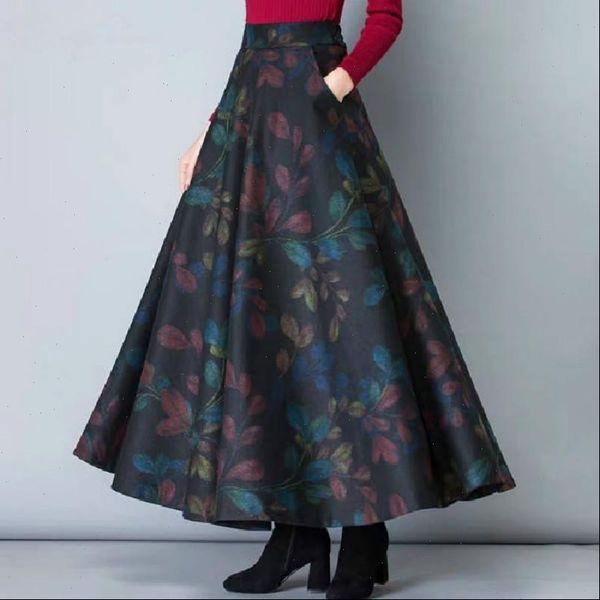 

autumn and winter plus size wool plaid skirt a line skirt plus size skirt womens womens clothing, Black