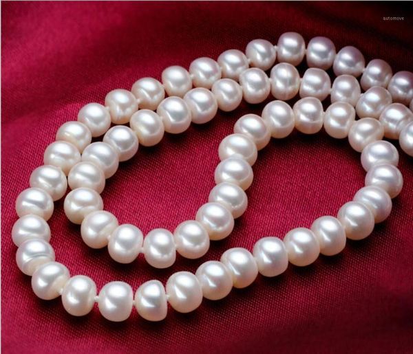 

8-9mm natural freshwater white/ pink / purple pearl necklace1, Silver