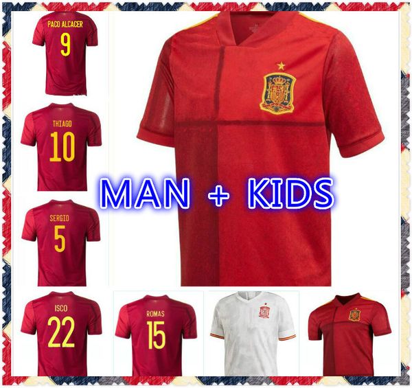 

adults and kids 2020 2021 spain soccer jerseys ramos thiago 20 21 national team diego costa rodri men+kids football shirt camisetas de fútb, Black;yellow