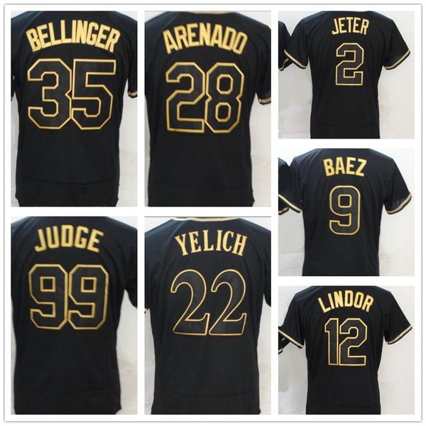 

2020 men's baseball jerseys 9 baez 22 yelich 3 harper 22 soto 13 acuna jr. 4 molina yakuda dropshipping accepted sports discount cheap, Blue;black