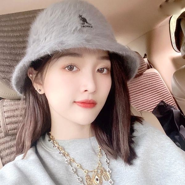 

lmae m297 new autumn women039;s kangaroo knitted hat letter embroidery warm beanies skull caps lady winter knitted hat, Brown;gray
