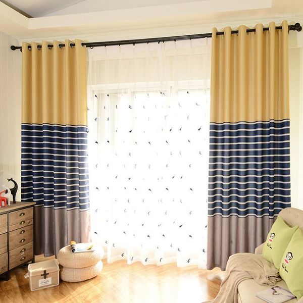 

modern striped printed thick blackout curtains for living room kitchen linen curtains for bedroom window kids room1