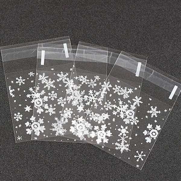 

14x14+3cm 100pcs snowflake opp self-adhesive biscuit cake baking package cake package bag festive party supplies