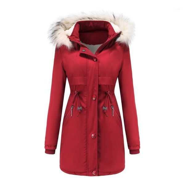 

women's jacket new winter warmth thicken solid color stylish outwear office casual cotton coat ladies loose type parke1, Black