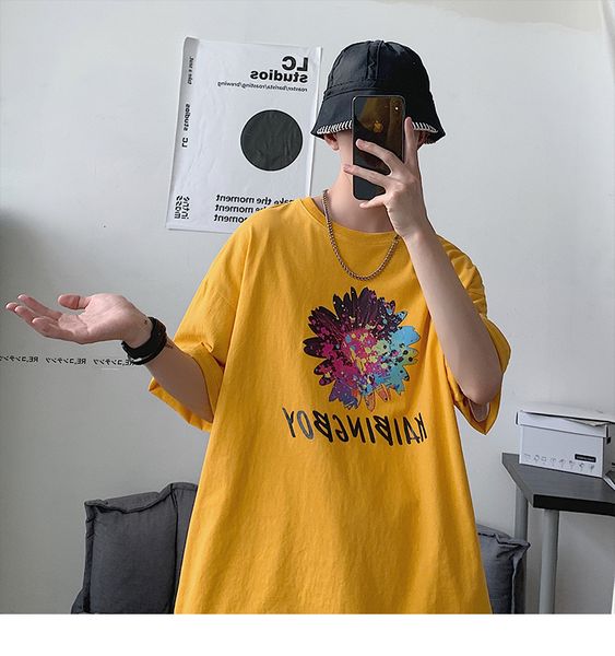 

yellow print t-shirt men's custom tee shirt summer short sleeve customized clothing om01p gbjx, White