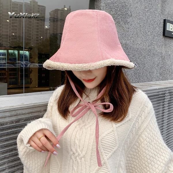 

2020 женская осень и зима новый ретро теплый бассейн шляпа все-матч мода веревка чистый ягненок бархатная шляпа бархата, Blue;gray