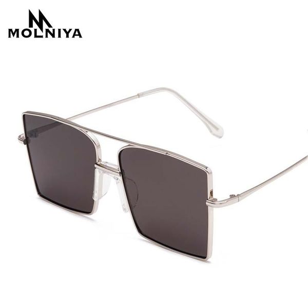 

molniya men square oversized sunglasses women metal big frame fashion ocean lens sun glasses uv400 brand eyeglasses, White;black