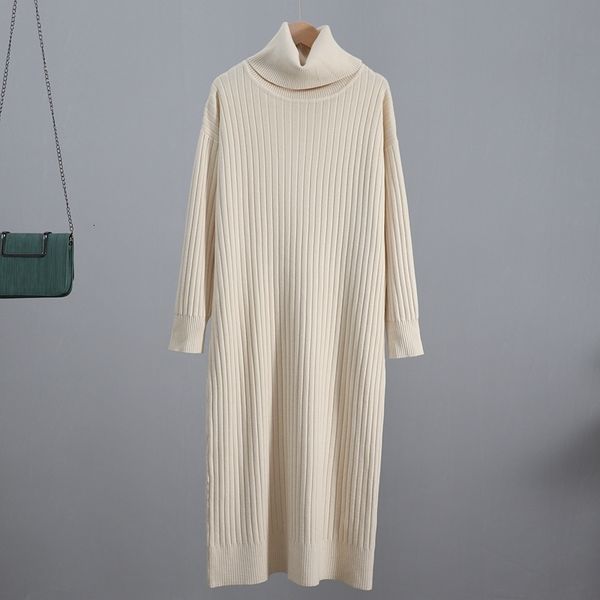 

2021 new turtleneck cowlneck women long knit straight autumn winter thick warm midi dress ribbed knitted christmas dresses xl7m, Black;gray