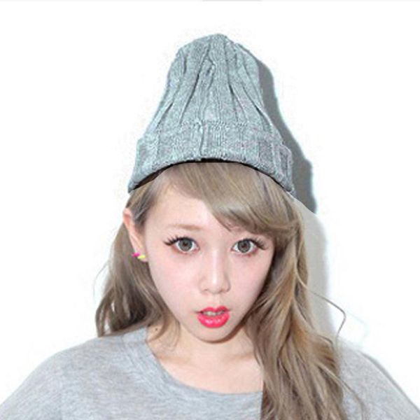 

beanie/skull caps solid beanie autumn winter soft warm knitted cap women skullcap hats gorro ski fashion beanies casual, Blue;gray