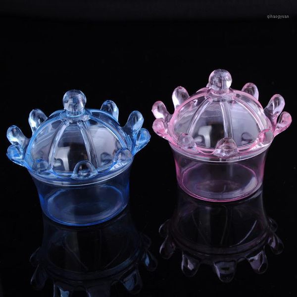 

12pcs plastic transparent crown candy box wedding favors package for guests creative chocolates box for birthday baby shower1