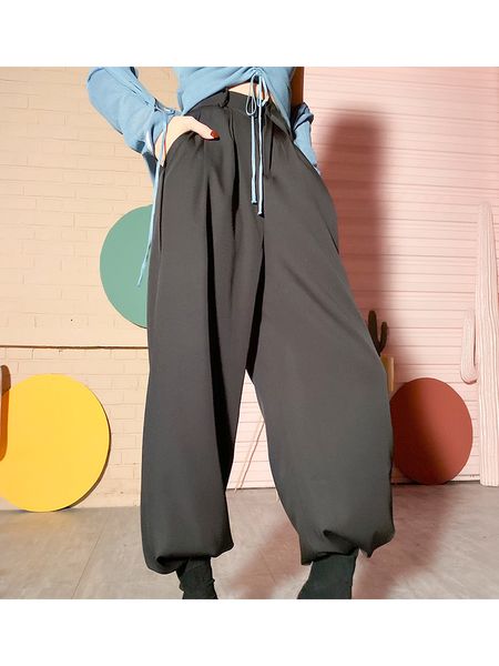 

2021 new winter recommended drape leg down street fashion high waist solid female pants g1p2, Black;white