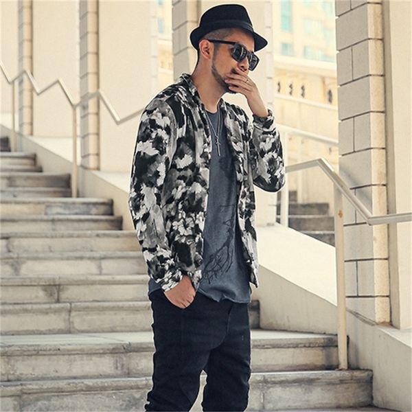 

2021 the new new autumn with low-necked v men's printed coats cardigan light casual cotton open fine front outerwear j5001 a4rg, White;black