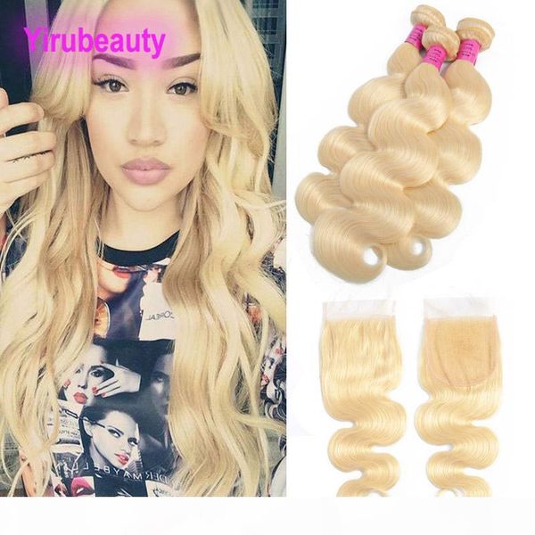 

peruvian human hair extensions with 4x4 lace closure body wave 613# blonde bundles with closure 613# color human hair 8-28inch, Black;brown