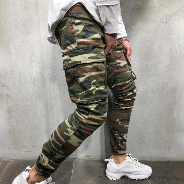 

2020 fashion men denim pants camouflage sports skinny jeans fitness workout joggers sweatpants hip hop mens trousers1, Blue