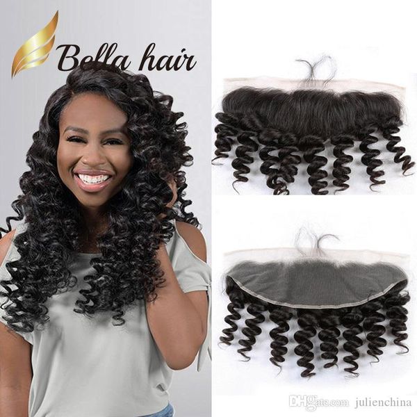 

bella hair 13x4 ear to ear loose wave malaysian lace frontal closure hair pieces 8a natural color human hair extensions ing, Black;brown