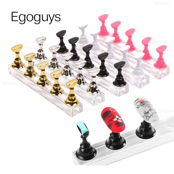

5pcs magnetic nail art practice display stand acrylic chess board false nails holder uv gel polish showing shelf train qylvwu