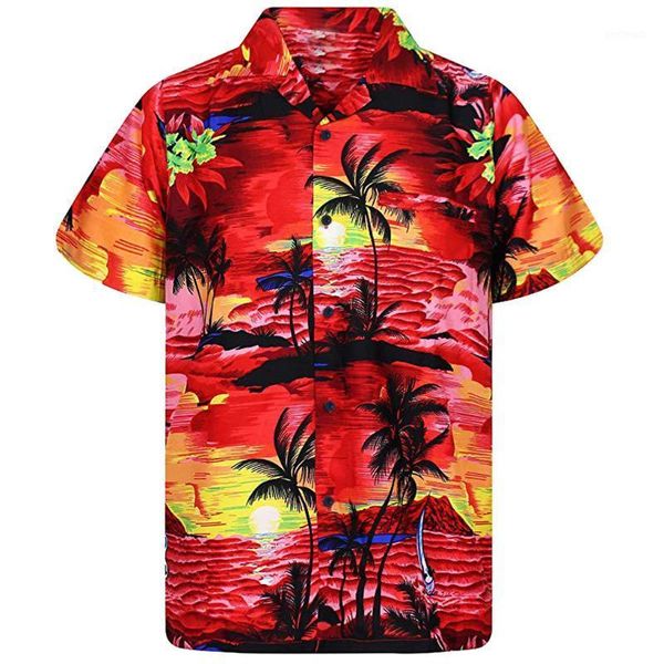 

men's casual shirts ostrich hawaiian shirt men summer loose 2021 short sleeve camisas para hombre1, White;black