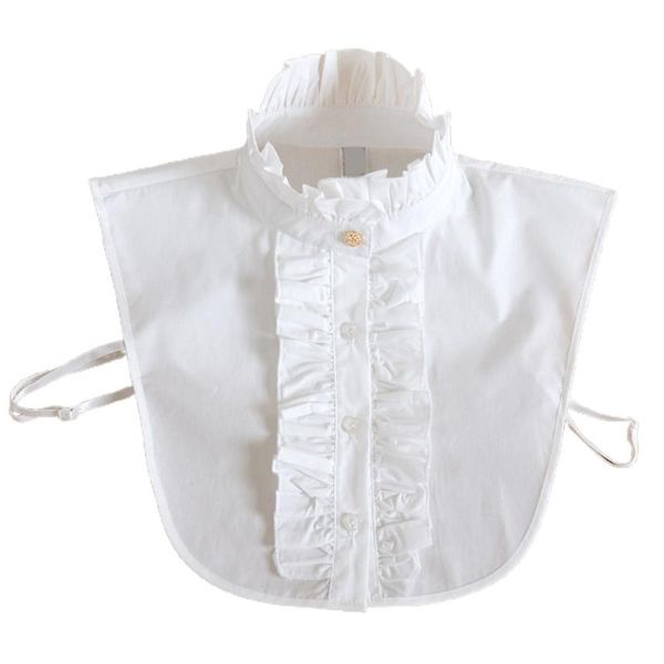 

women vintage stand-up neck false collar lotus ruffled victoria detachable half shirt blouse dickey clothes accessory, Blue;purple