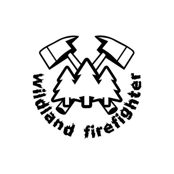 

11x10.2cm wildland fire fighter axes vinyl car sticker forest fireman smokejumper decals black/silver