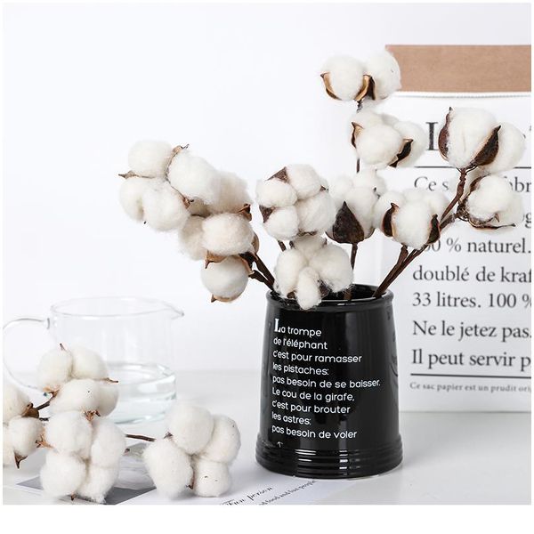 

10 head/bouquet naturally dried cotton flower artificial floral branch for wedding party fake flowers home de bbyesa