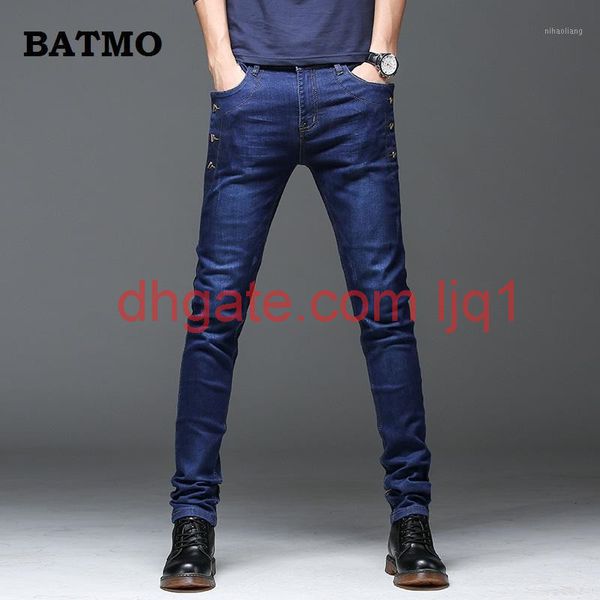 

batmo 2019 new arrival jeans men fashion elasticity men's jeans comfortable slim male cotton pants,27-36.1, Blue