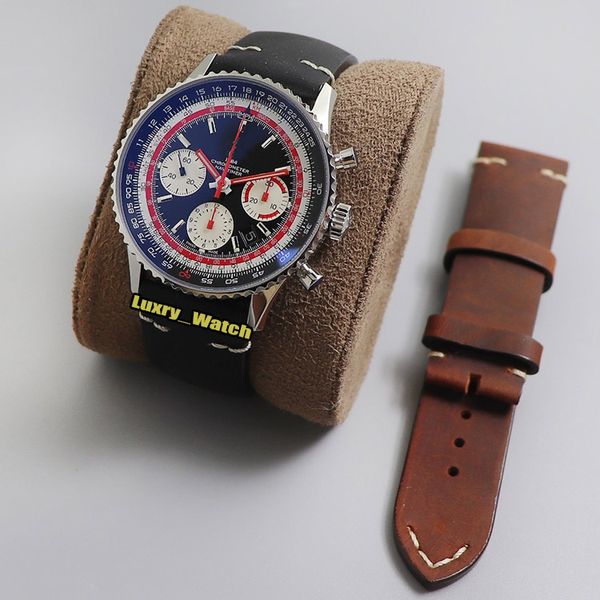 

v9f b01 ab01211b1b1x2 swissair special edition eta a7750 automatic chronograph mens watch two way rotation bezel sport satch watches, Slivery;brown