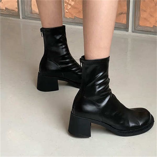 

2021 new thick heels a martin zipper boots qk9p, Black