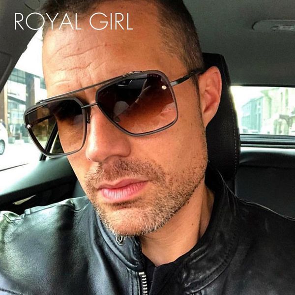 

royal girl new fashion brand design women men vintage female sunglassesframe pilot glasses men ladies rivets uv400 ms647, White;black