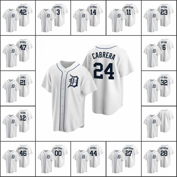 

detroit tigers #24 miguel cabrera 32 michael fulmer 44 daniel norris men women youth custom white replica home jersey, Black