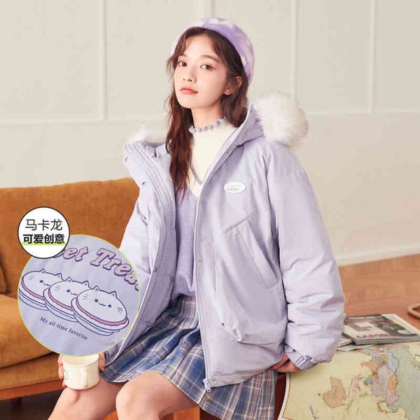 

2021 winter new medium and long hair collar oversize thick pie to overcome women's hooded down jacket, Black