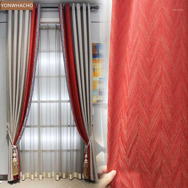 

custom curtains luxury modern chinese living room bedroom floor red sliver thick cloth blackout curtain tulle drape b7601