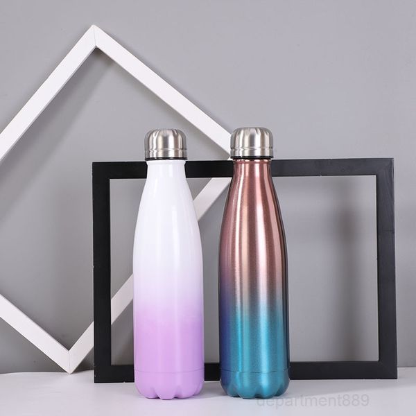

17oz shaped water bottle with gradient color 500ml stainless steel cola bottles colorful double walled insulated thermos owd2293