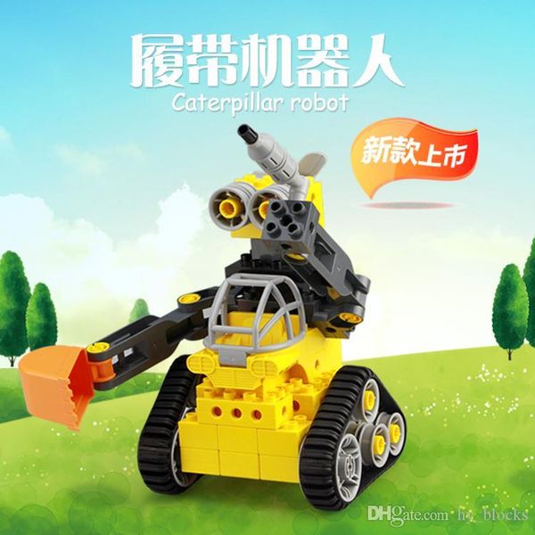 

track robot wall-e toy big particle car bricks children assembled vehicel gun for boys educational gift 04