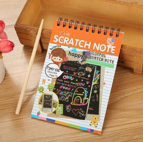

1pc scratch note children's creative diy scratch painting colorful graffiti notebook creative environmental friendly puzzle zxh wmtupt