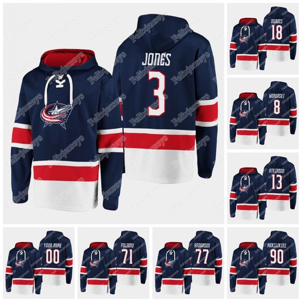 

columbus blue jackets 2020 dasher player hoodie max domi seth jones cam atkinson vladislav gavrikov nick foligno mikko koivu dubois, Black;red