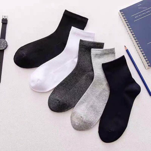 

2021 men's cotton socks new styles 5 pairs / lot black business men socks breathable autumn winter for male us size(6.5-12)1
