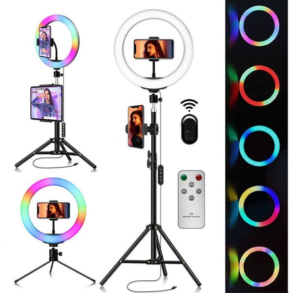 

rgb ring lamp with tripod stand pgraphy studio led ring light for tiktok youtube makeup video light professional p