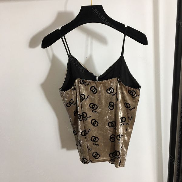 

21ss designer women velvet camisole bra letter logo printing beauty back bandage lingerie cc brand womens designer clothes wholesale, Black;white