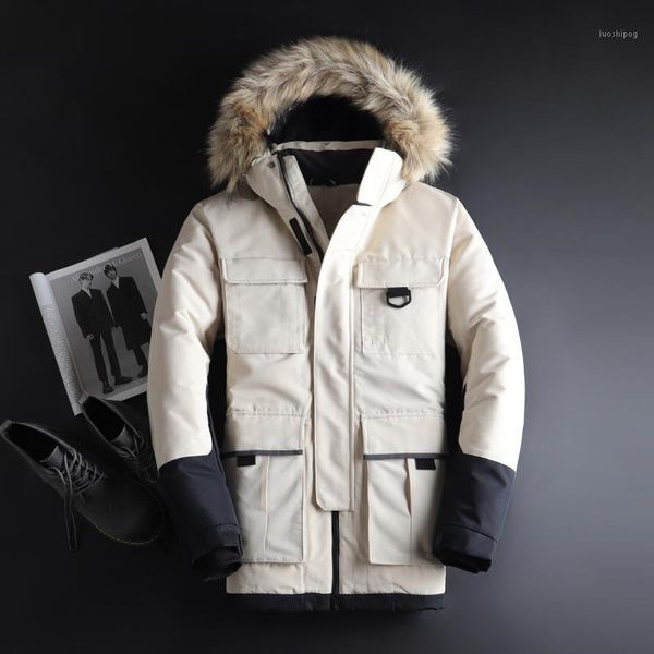 

2019 men's winter youth handsome jacket new winter down jacket men's new long section trend camouflage clothes casual1, Black