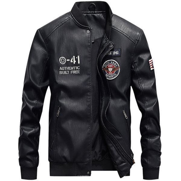 

baseball collar 2021 new fashion leather jacket wear iuh1, Black
